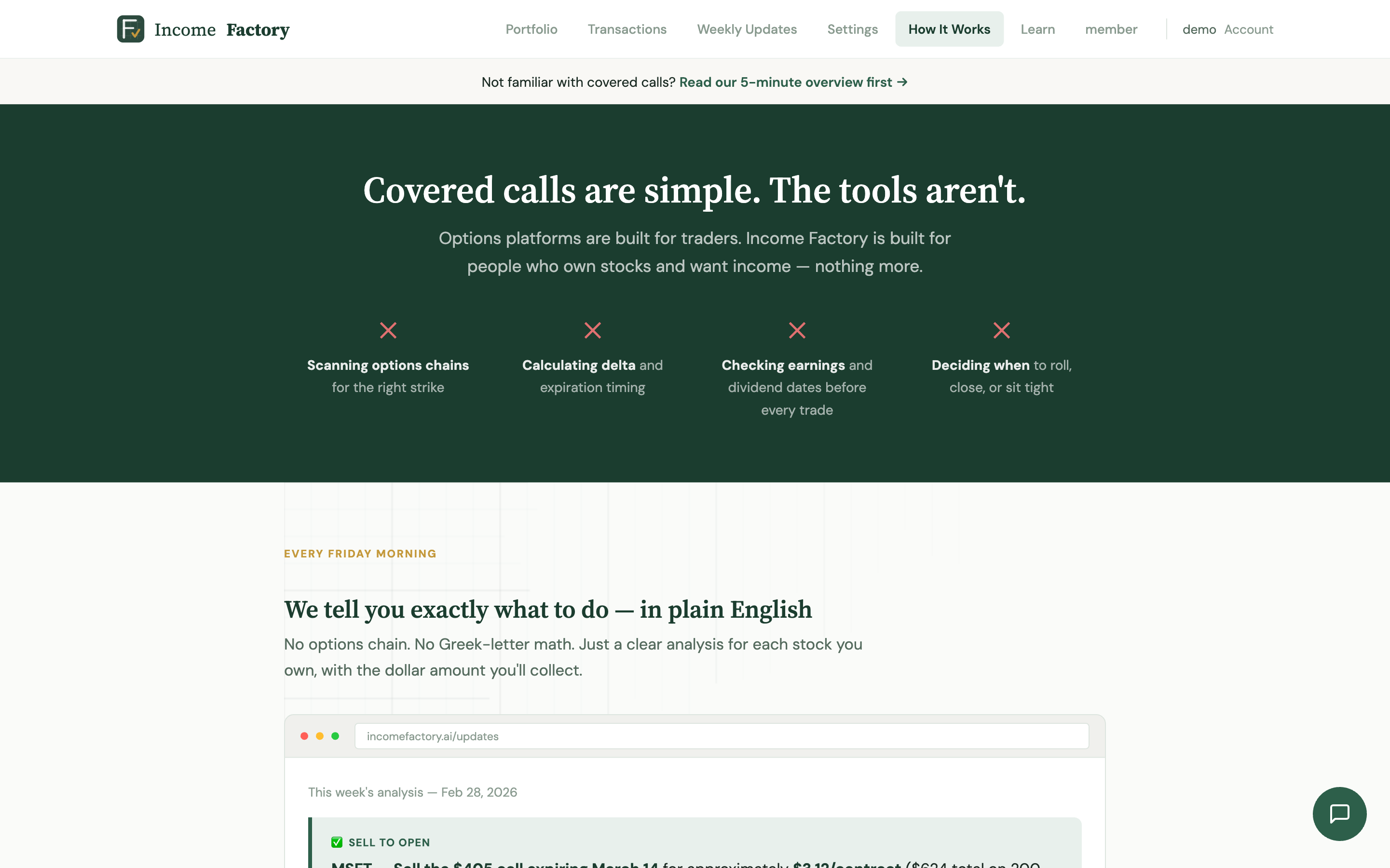 How it works — plain-English weekly guidance